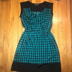 Bebop houndstooth teal dress